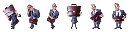 Funny nerd businessman isolated on whiteの写真素材