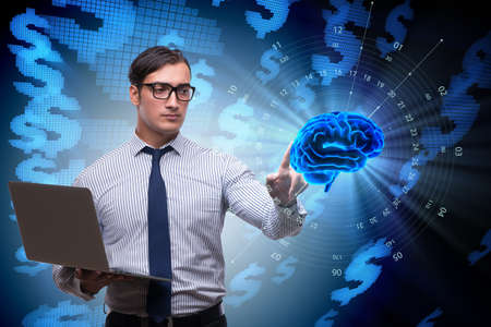 Businessman in artificial intelligence concept