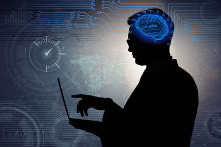 Businessman in artificial intelligence concept