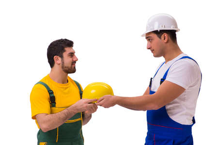 Two workers isolated on the white background