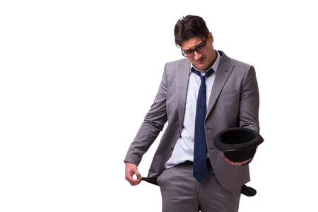 Bankrupt businessman isolated on white backgroundの写真素材