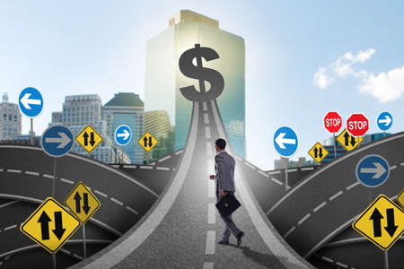 Businessman walking towards his profit targetの写真素材