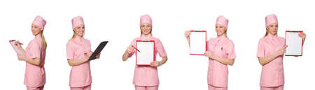 Woman doctor isolated on whiteの写真素材