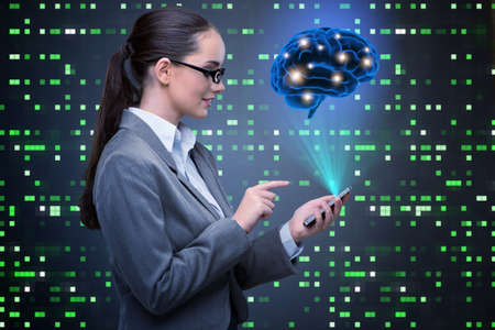 Businesswoman in artificial intelligence conceptの写真素材