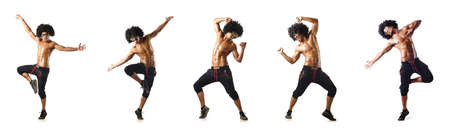 Collage of dancers isolated on white background