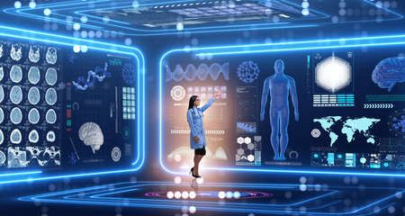 Woman doctor in futuristic medical concept