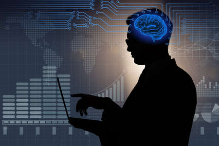 Businessman in artificial intelligence concept
