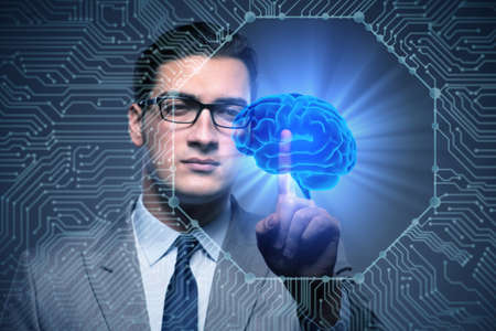 Businessman in artificial intelligence concept