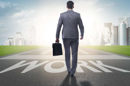 Businessman walking towards his career aspirations