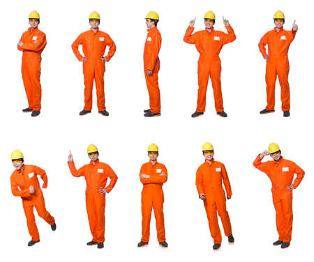 Industrial worker isolated on the white backgroundの写真素材