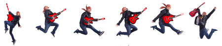 Guitar player isolated on white