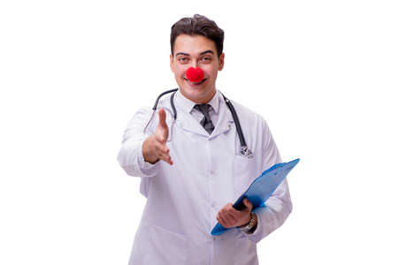 Funny clown doctor isolated on the white backgroundの写真素材