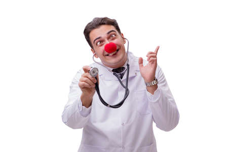 Funny clown doctor isolated on the white backgroundの写真素材