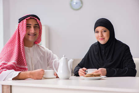 Pair of arab man and womanの写真素材