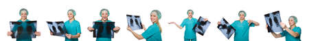 Woman doctor examining x-ray image