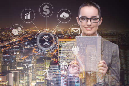 Online payment concept with businesswomanの写真素材