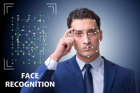 Man in face recognition conceptの写真素材