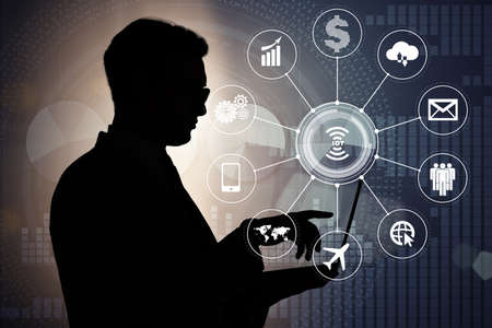 Internet of things concept with businessman
