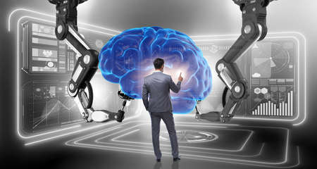 Artificial intelligence concept with businessman