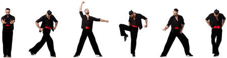 Spanish dancer in various poses on whiteの写真素材