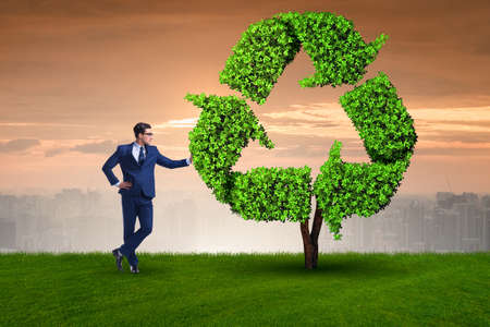 Businessman in recyling sustainable business conceptの写真素材