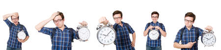 Student missing his studying deadlines on white