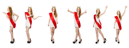 Beauty contest winner isolated on the whiteの写真素材
