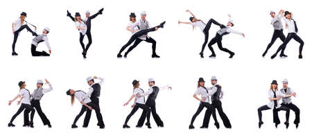 Pair of dancers dancing modern dancesの写真素材