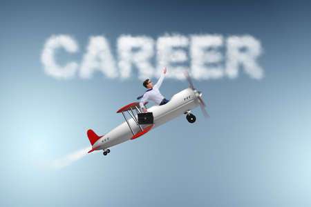 Businessman flying in career conceptの写真素材