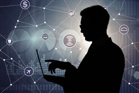 Internet of things concept with businessmanの写真素材