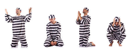 Convict criminal in striped uniformの写真素材