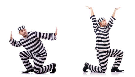 Convict criminal in striped uniformの写真素材