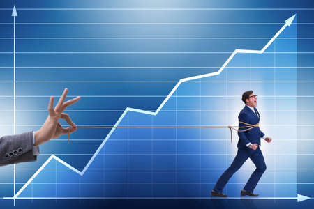 Staff retention concept with employee tied upの写真素材