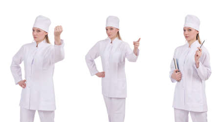 Pretty female doctor isolated on whiteの写真素材