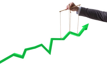 Businessman keeping the growth in economyの写真素材