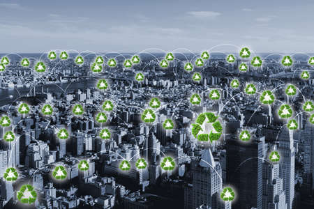 Concept of city powered by green energyの写真素材