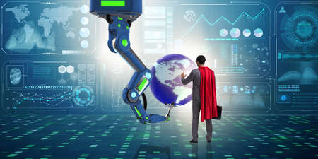 Superhero in global business concept