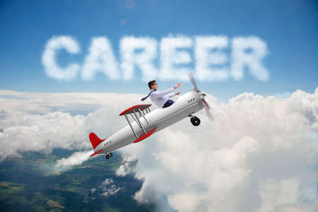 Businessman flying in career conceptの写真素材
