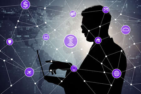 Internet of things concept with businessmanの写真素材