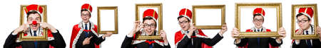 Funny businessman with clown nose
