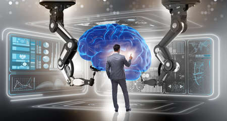 Artificial intelligence concept with businessman
