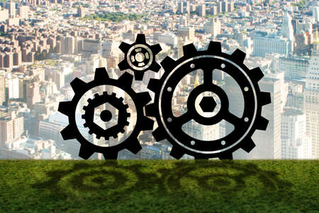 Teamwork concept with cogwheels gears 3d renderingの写真素材
