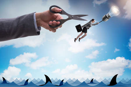 Business concept with lamp and businessmanの写真素材