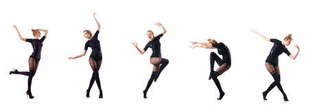 Woman dancing isolated on the whiteの写真素材