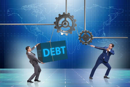Businessman in debt business conceptの写真素材