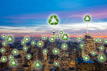 Concept of city powered by green energyの写真素材
