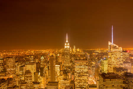 Night view of New York Manhattan during sunsetの写真素材