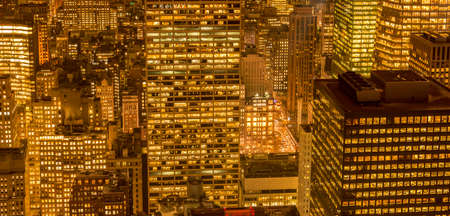 View of New York Manhattan during sunset hoursの写真素材