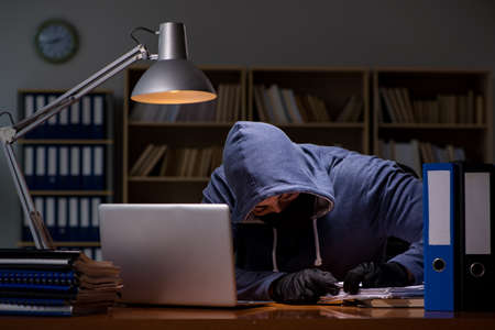 Hacker stealing personal data from home computerの写真素材