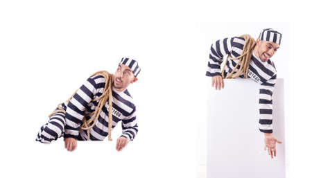 Convict criminal in striped uniformの写真素材